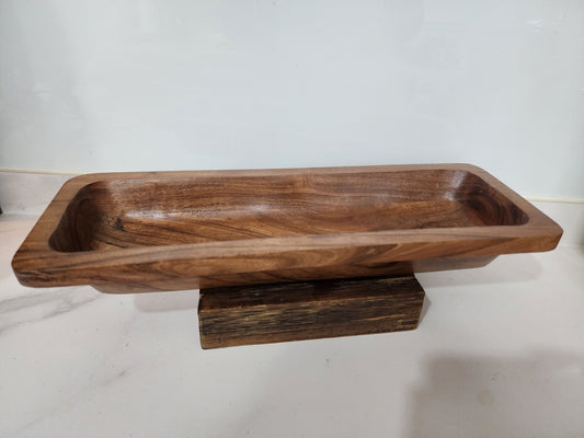 Country Loaf Server Acacia Wood Handcrafted Serving Tray for Bread and Snacks