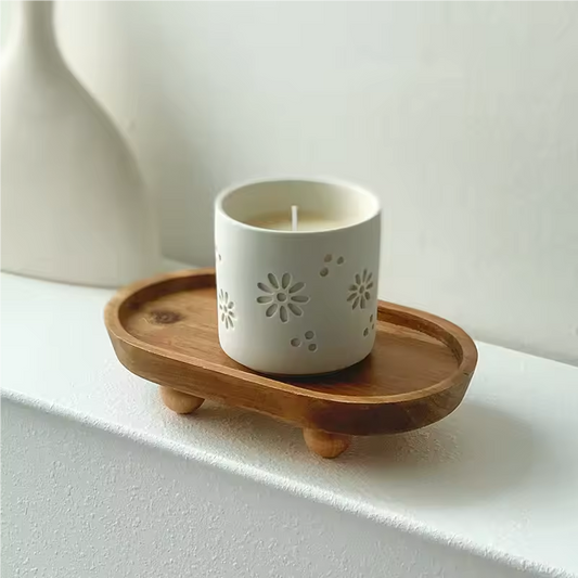 Wooden Tray with Ball Feet - Decorative