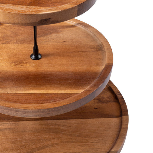 Acacia Wooded 3 Tier Round Cupcake Stand