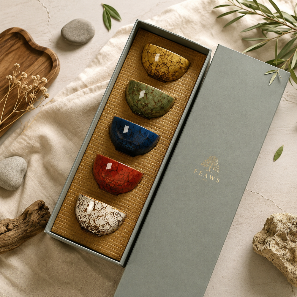 Gift Ready Set-Five Elements Ceramic Tea Cup Set
