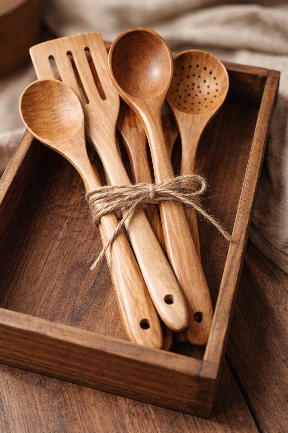 Teak wood Cooking Spoon Set of 5 pcs