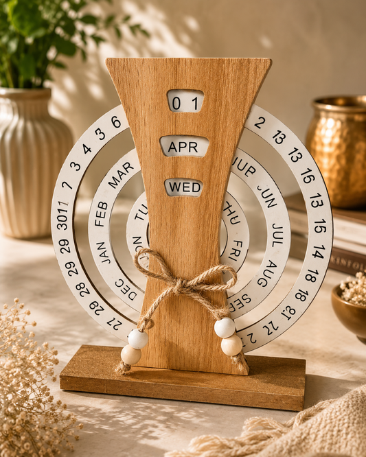 Wooden Rotating Calendar – Handmade Desktop Ornament