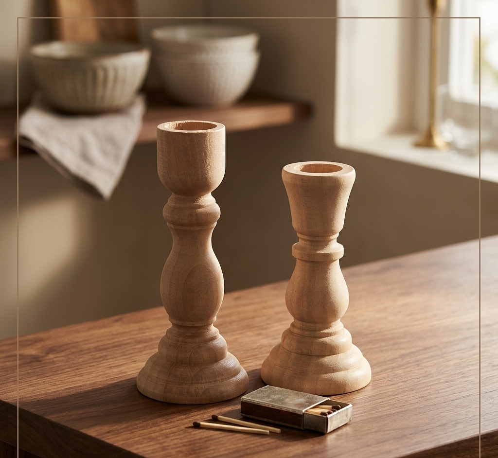 Wooden Candle Holder set of 3 pcs small, large, and medium size
