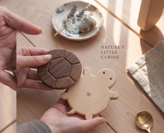 Black Walnut Wooden Turtle Coaster Set of 2 Pcs