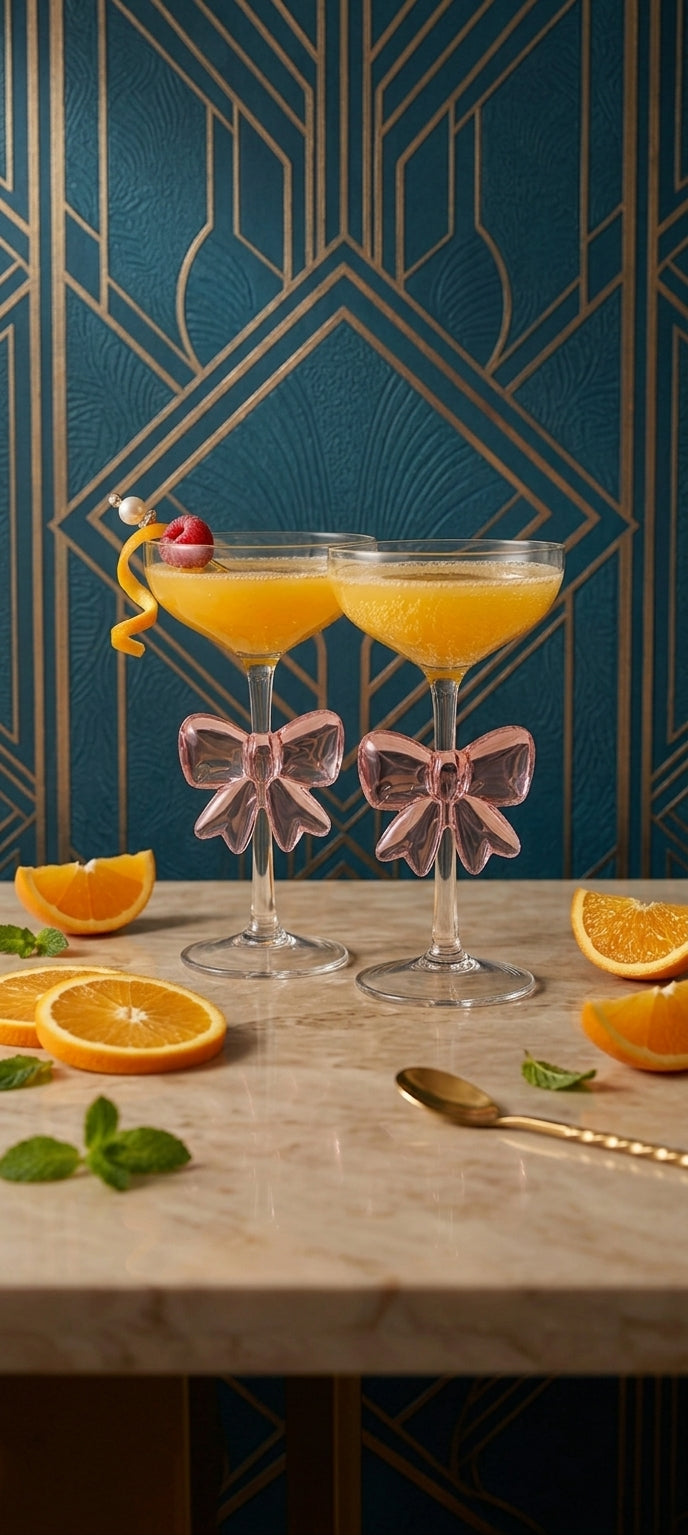 Princess Pink Bow Glasses – Elegant Set of 2 | Dining & Giftware
