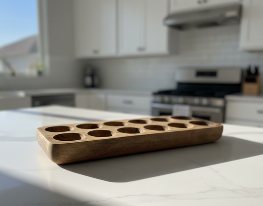Handcrafted Wooden Egg Tray – 12 Slots