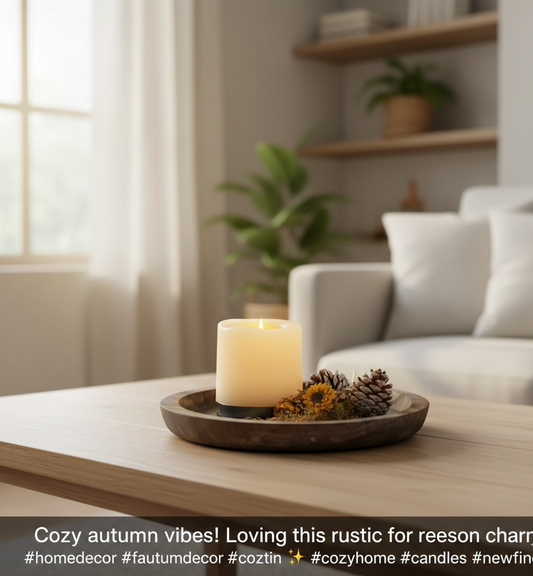 Rustic Wooden Tray Candle Holder – Farmhouse Style Home Decor