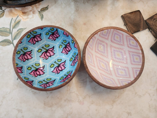 Meraki Lotus & Diamond Mango Wood Bowls