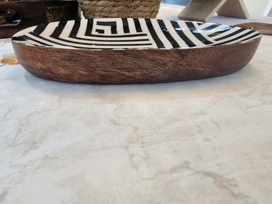 Meraki Black & White Elegance Mangowood Platter