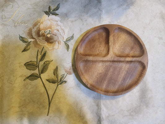 Luxury Walnut Wood 3-Compartment snacks serving Tray