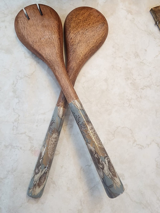 Meraki Wooden Serving Spoons Set-2 pcs