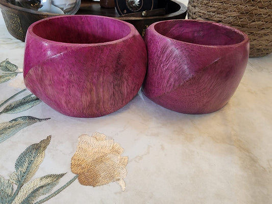 Mango Wood Big Cuff Bracelet Bangle Set of 2 pcs