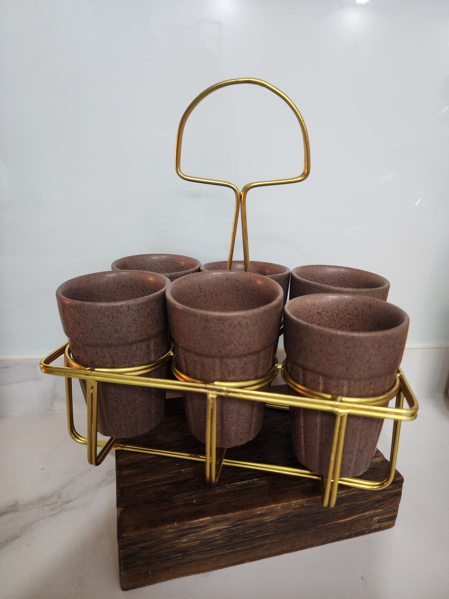 Petrichor Aroma Tea Glass 6 pcs Set with Golden Stand
