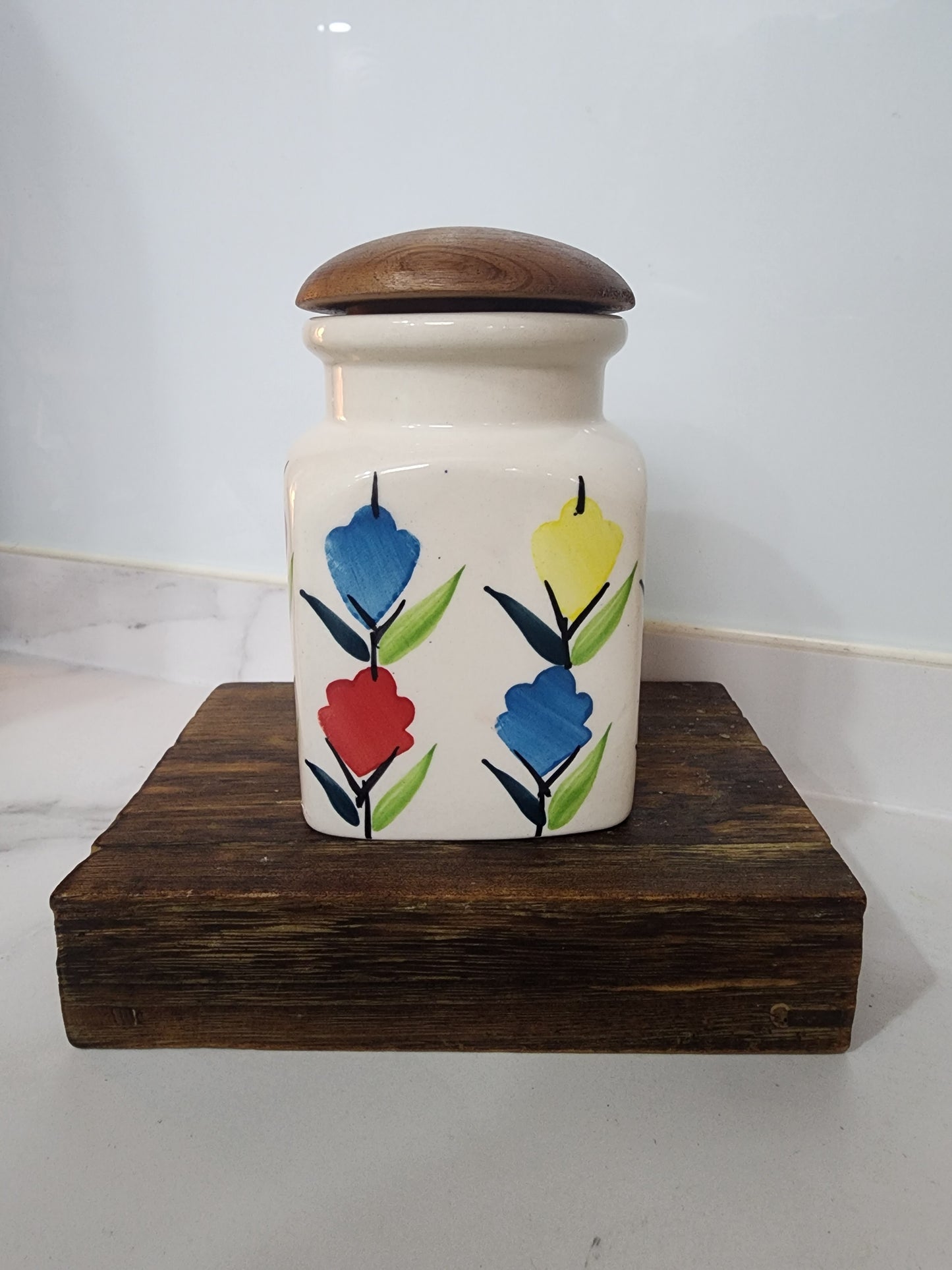 Hand-Painted Artisan Storage Containers with Lid