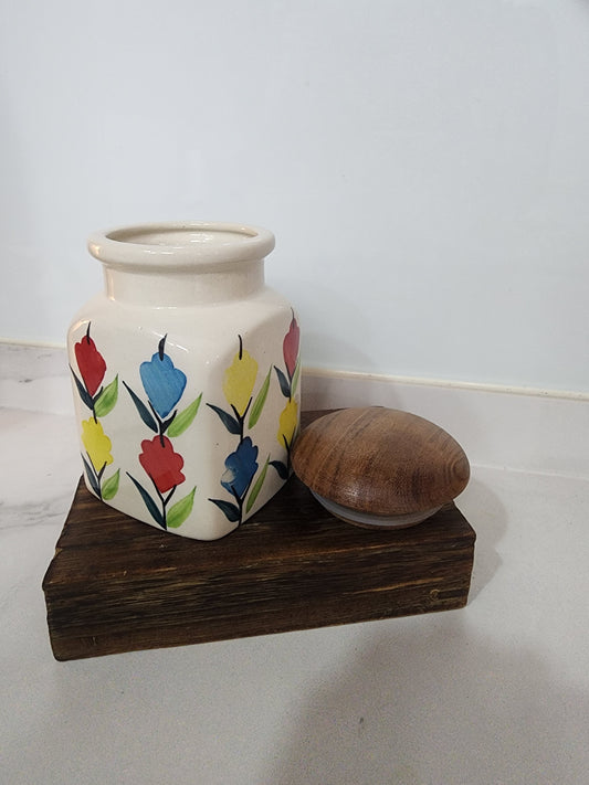 Hand-Painted Artisan Storage Containers with Lid