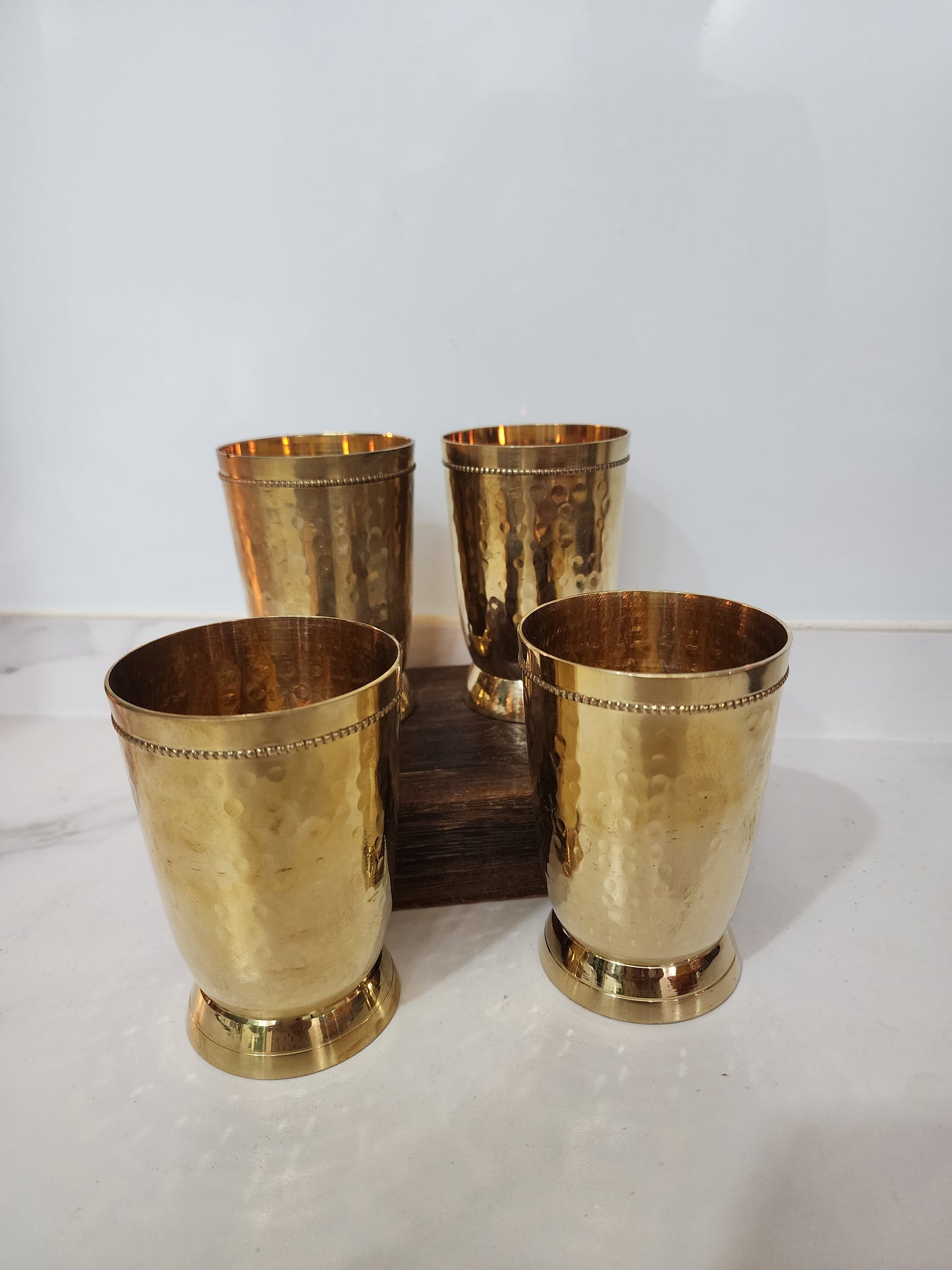 Vintage Brass Beverage Glass Set – 4 pcs