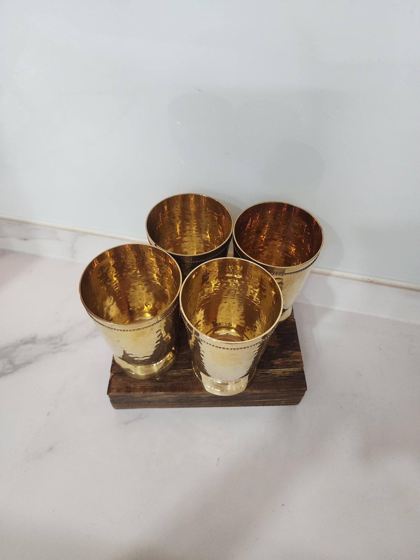 Vintage Brass Beverage Glass Set – 4 pcs