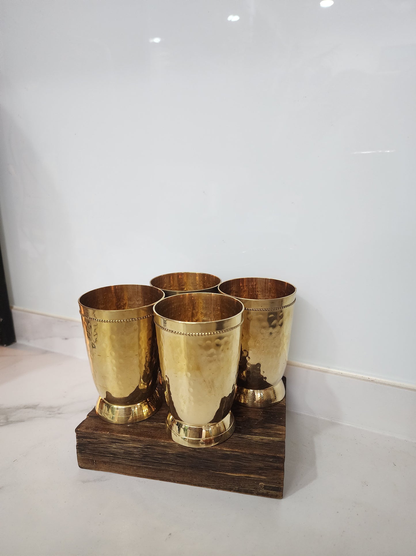 Vintage Brass Beverage Glass Set – 4 pcs