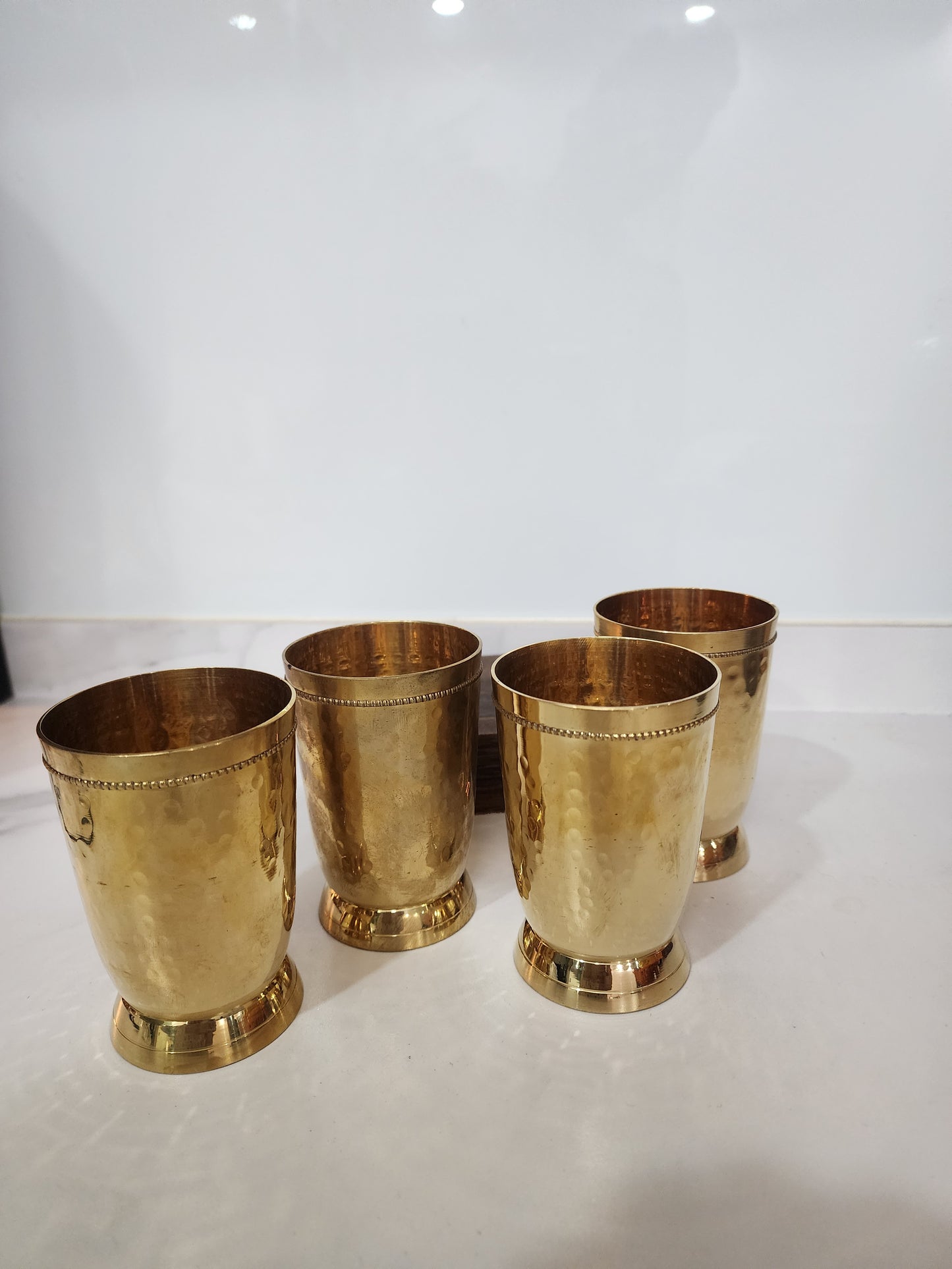 Vintage Brass Beverage Glass Set – 4 pcs
