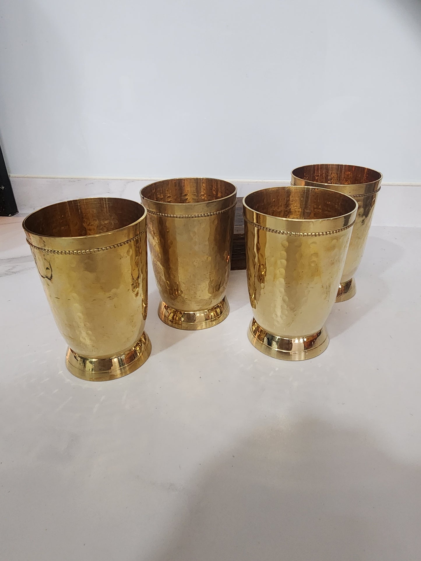Vintage Brass Beverage Glass Set – 4 pcs