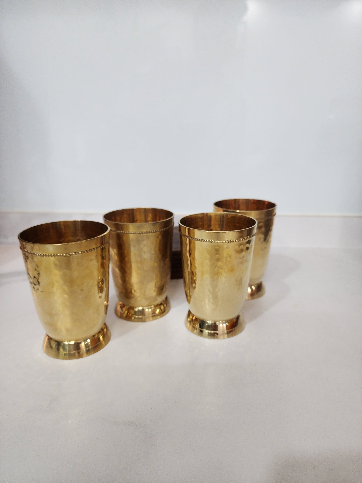 Vintage Brass Beverage Glass Set – 4 pcs