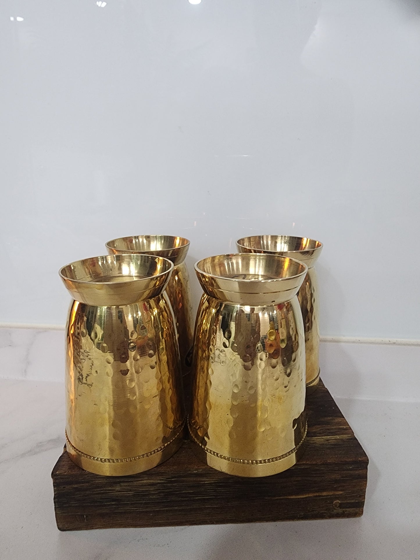 Vintage Brass Beverage Glass Set – 4 pcs