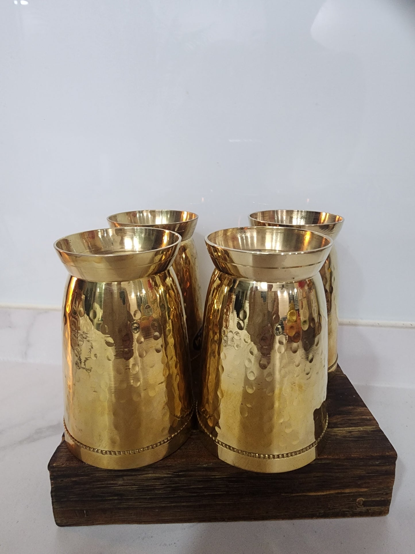 Vintage Brass Beverage Glass Set – 4 pcs