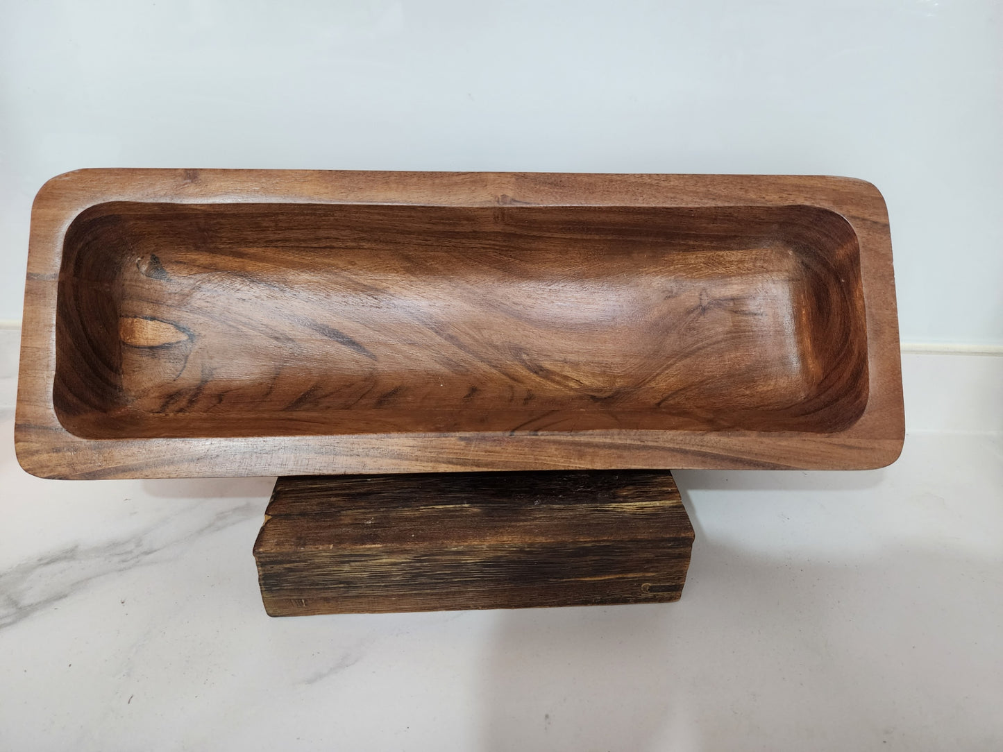 Country Loaf Server Acacia Wood Handcrafted Serving Tray for Bread and Snacks
