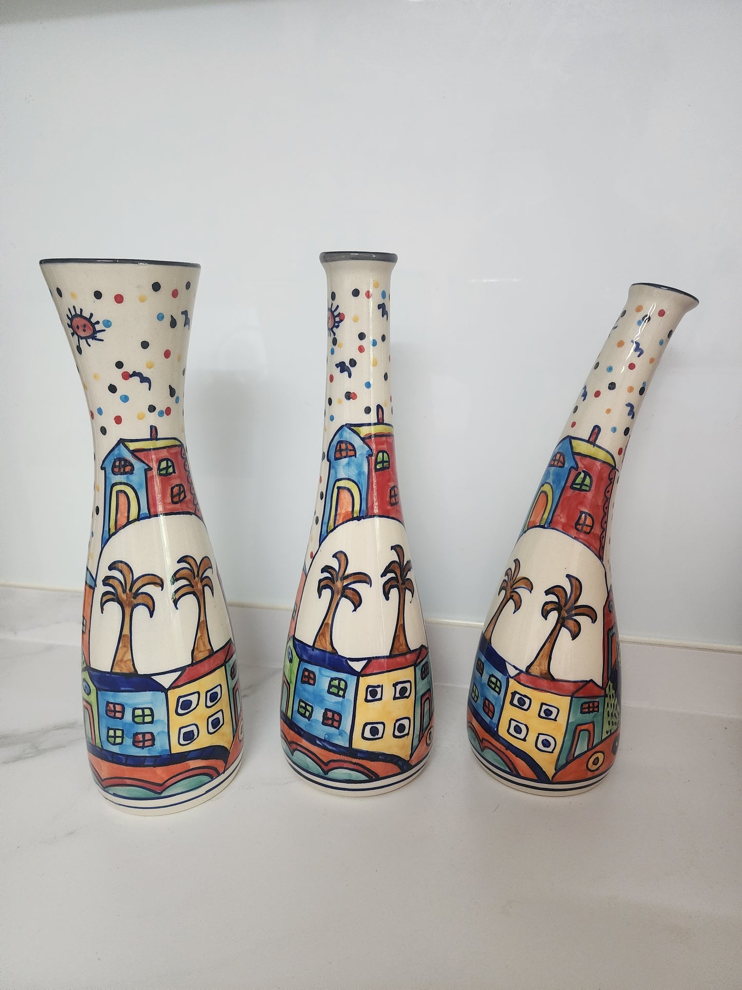 Vibrant Color Splash Hand-painted Vases Set of 3 pcs