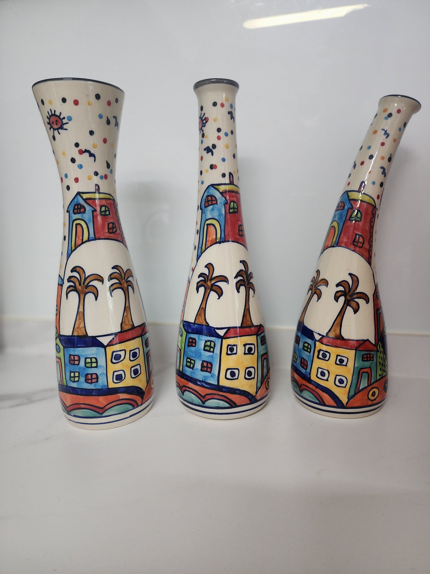 Vibrant Color Splash Hand-painted Vases Set of 3 pcs