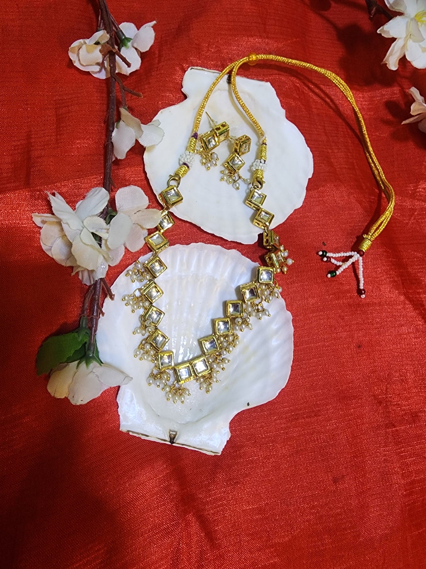 Handcrafted Kundan & Pearl Jewelry Set with Earrings: Trendy Jewelry Set