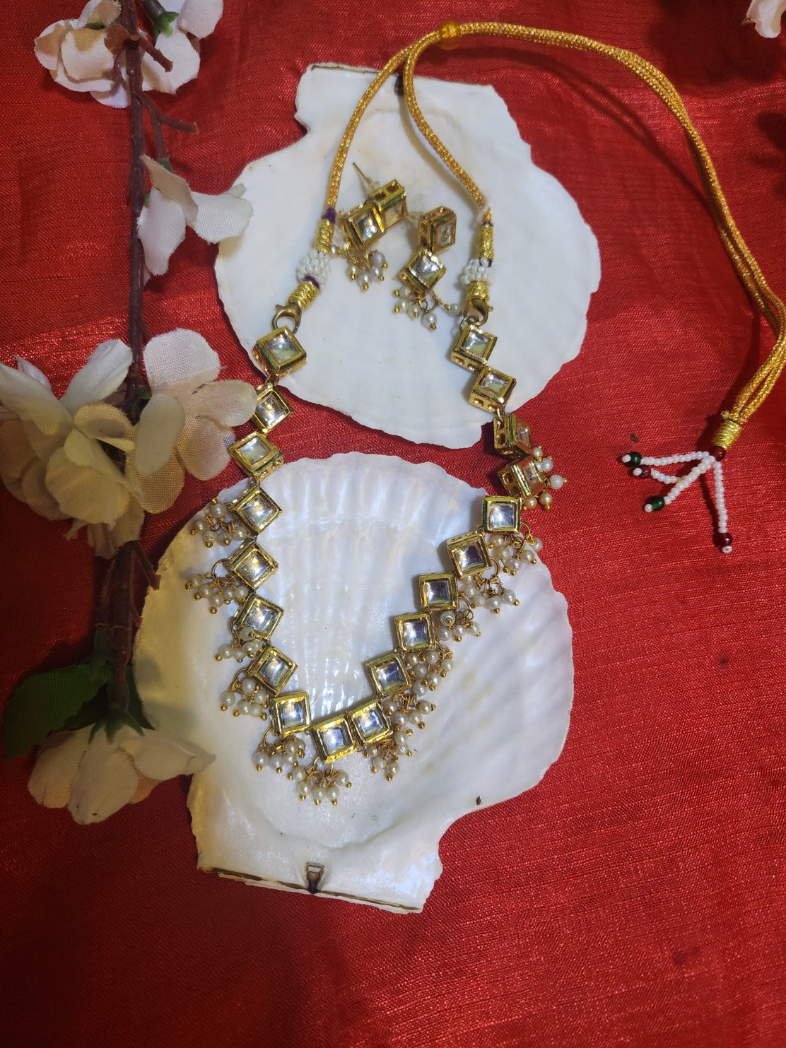 Handcrafted Kundan & Pearl Jewelry Set with Earrings: Trendy Jewelry Set