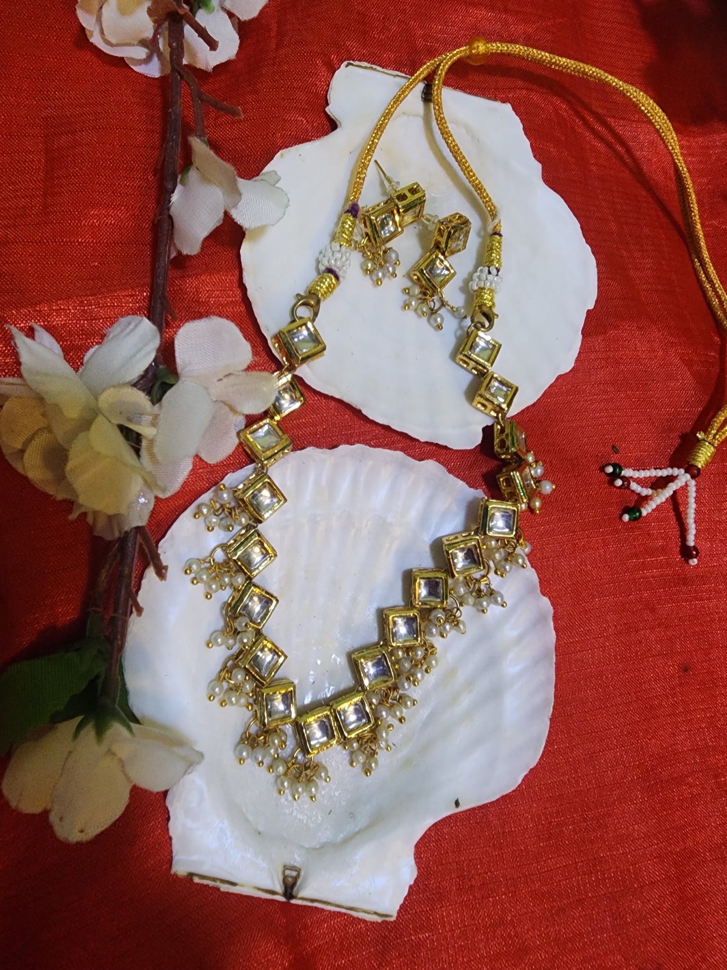Handcrafted Kundan & Pearl Jewelry Set with Earrings: Trendy Jewelry Set