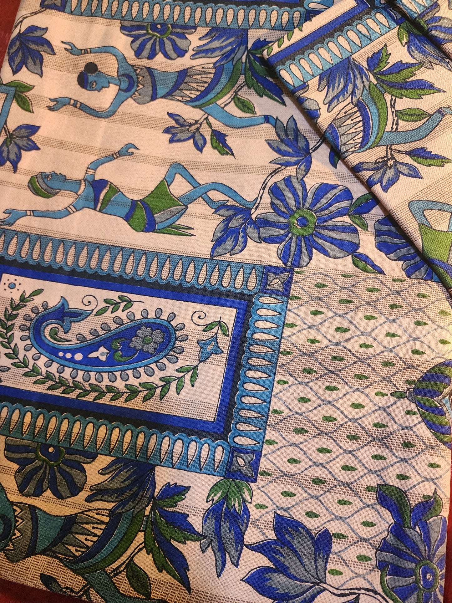 Regal Rhythms with Dance of Dynasty Handblock Printed Bedsheet with 2 Pcs of Pillow covers
