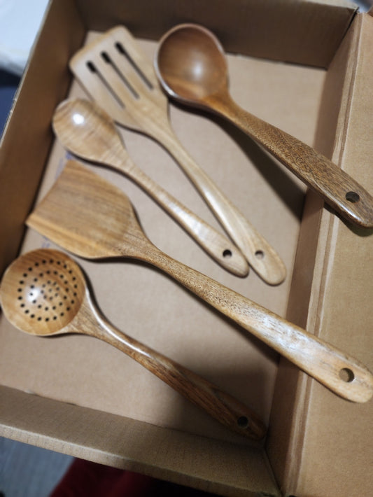 Teak wood Cooking Spoon Set of 5 pcs