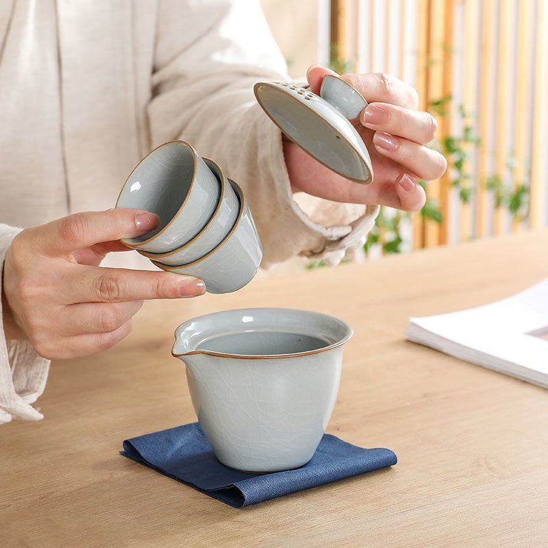 Travel Tea Set Portable Outdoor Tea Set Ceramic Tea Set One Pot Four Cups