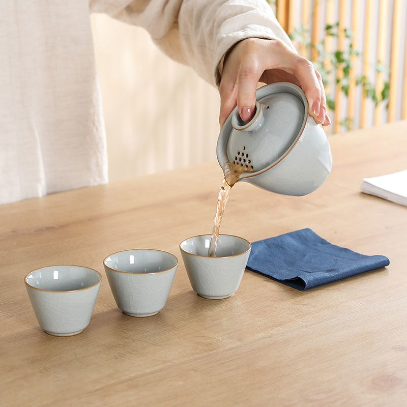 Travel Tea Set Portable Outdoor Tea Set Ceramic Tea Set One Pot Four Cups