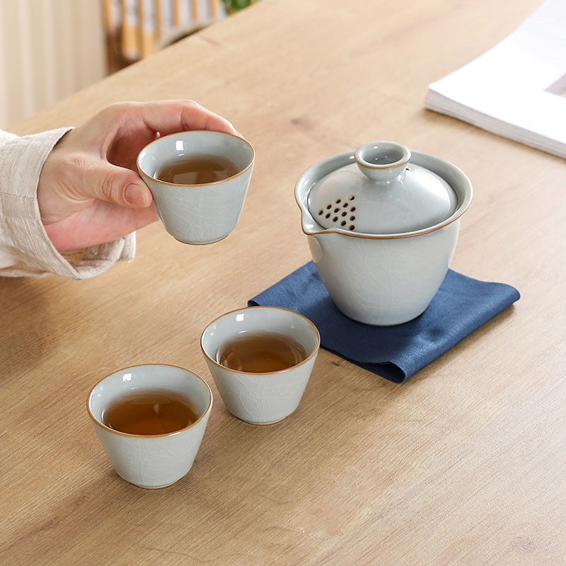 Travel Tea Set Portable Outdoor Tea Set Ceramic Tea Set One Pot Four Cups