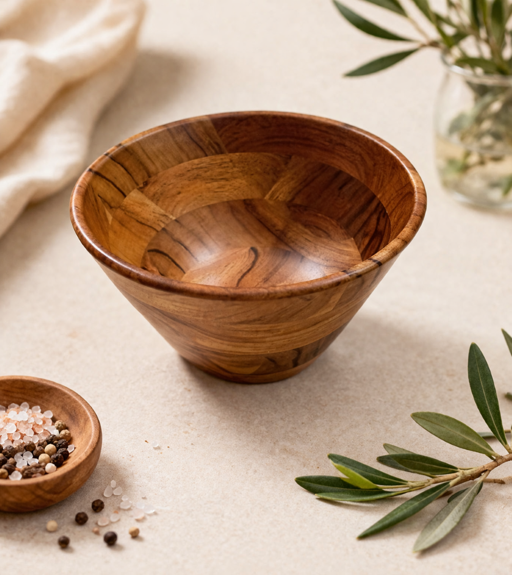 FEAWS “Prithvi” Series Conical Shape Acacia Wood Bowl