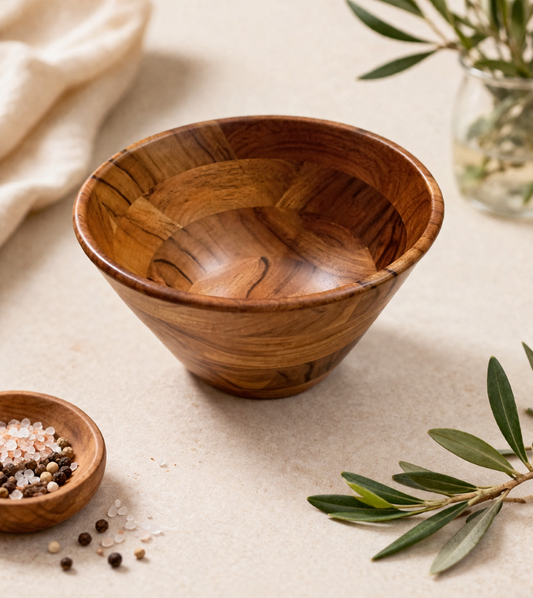 FEAWS “Prithvi” Series Conical Shape Acacia Wood Bowl