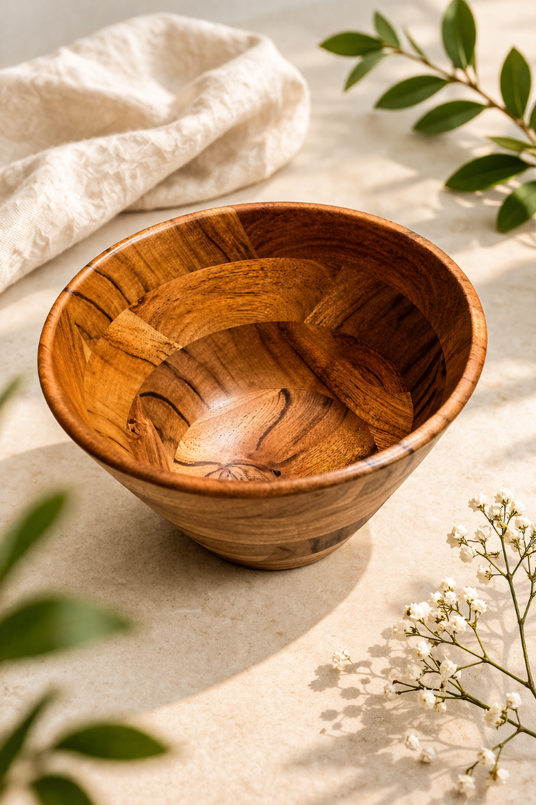 FEAWS “Prithvi” Series Conical Shape Acacia Wood Bowl