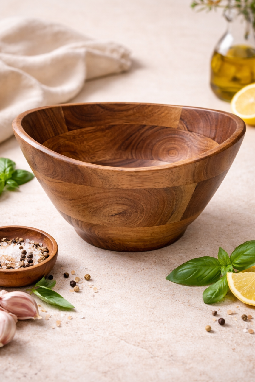 FEAWS “Prithvi” Series Boat Cut Acacia Wood Bowl