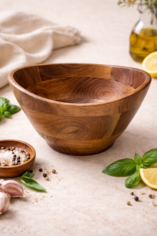 FEAWS “Prithvi” Series Boat Cut Acacia Wood Bowl