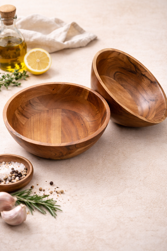 FEAWS “Prithvi” Series Natural Grain Acacia Wood Bowl