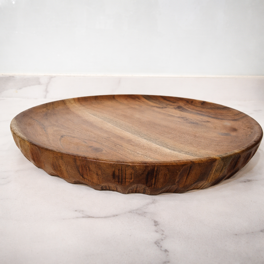 FEAWS “Prithvi” Series Carved Edge Acacia Wood Tray/Plate