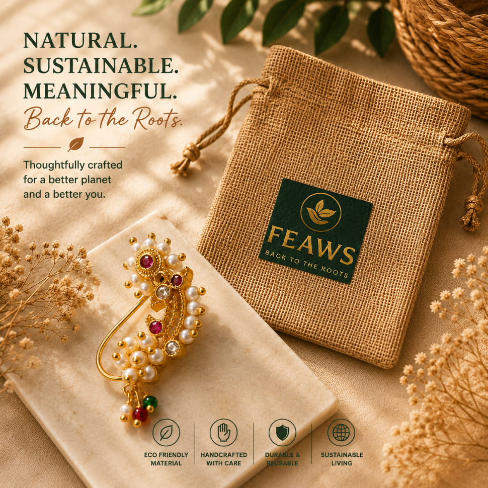 Premium Pink & Green Pearl Kundan Nath (Nose ring)