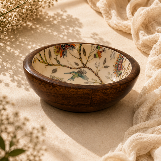 Botanical Bowl with Delicate Birds
