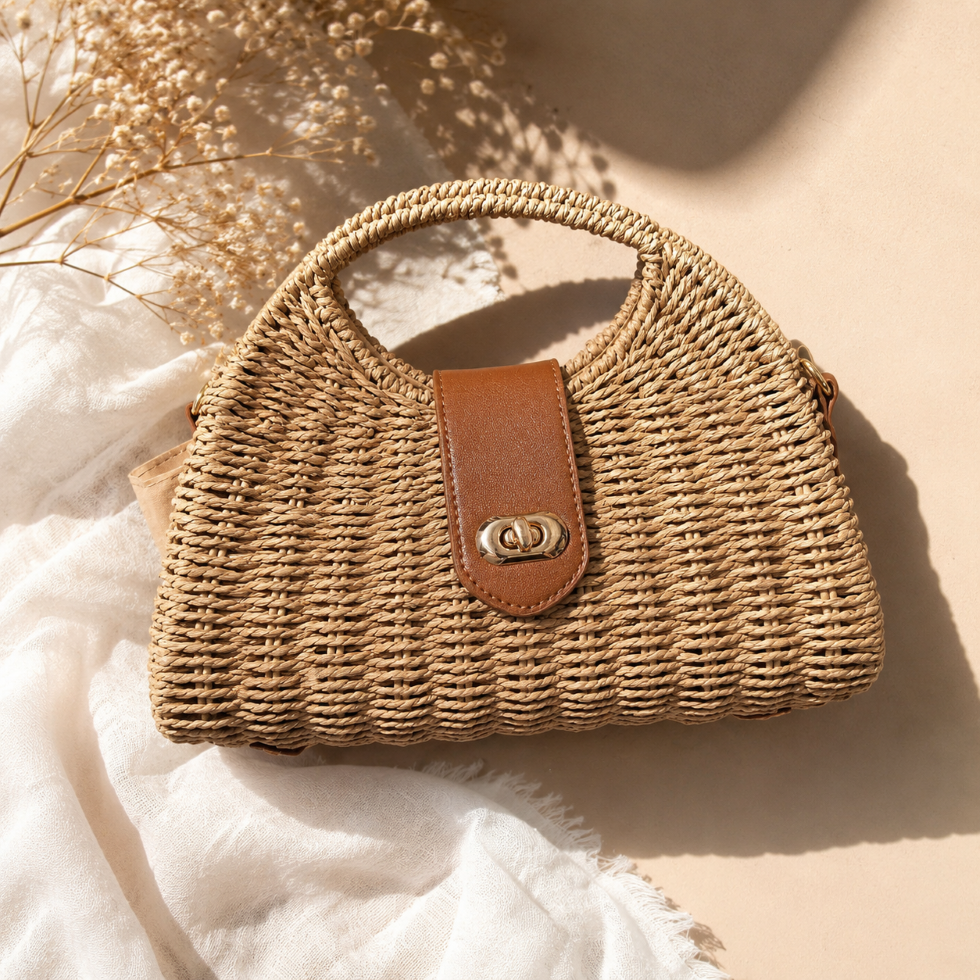 Handwoven Brown Shade Clutch – Boho Chic Multipurpose Bag