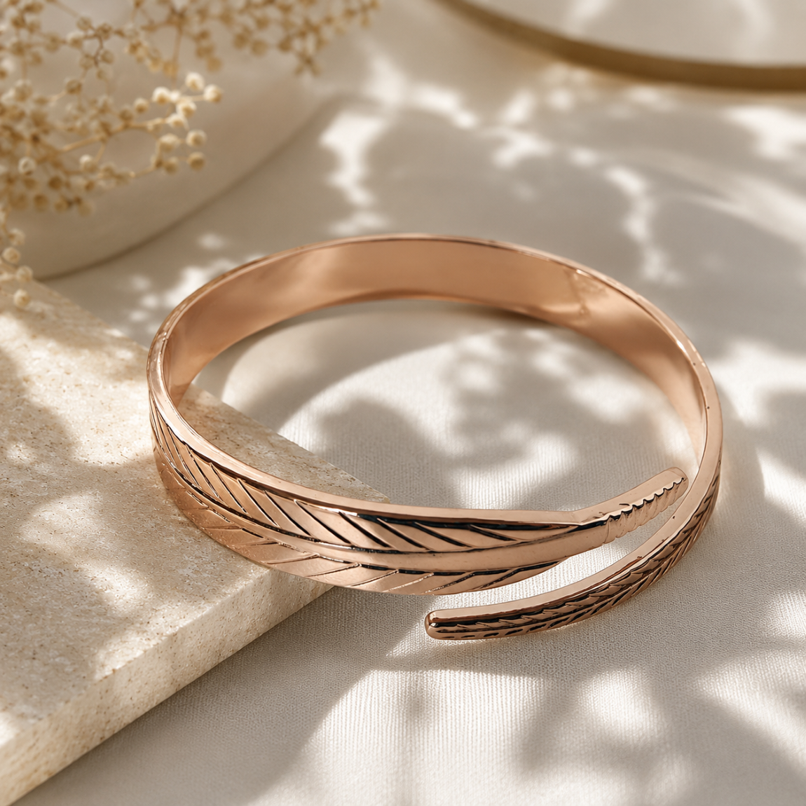 Vintage Copper Feather Wing Cuff Bracelet