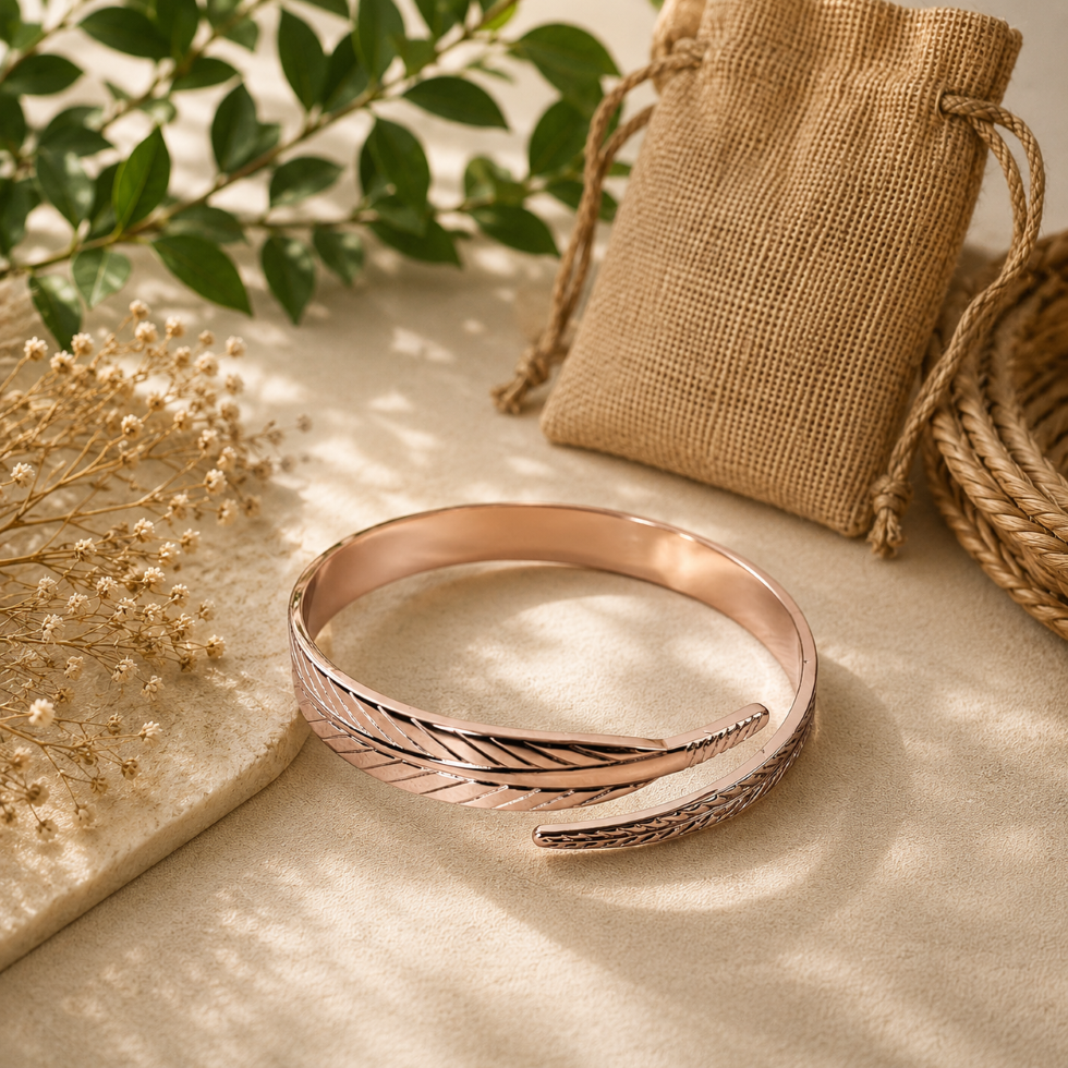 Vintage Copper Feather Wing Cuff Bracelet